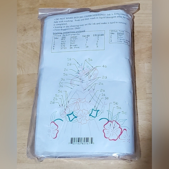 Fairway Needlecraft Vintage Embroidery Flower Lady Pillowcases - Picture 2 of 4